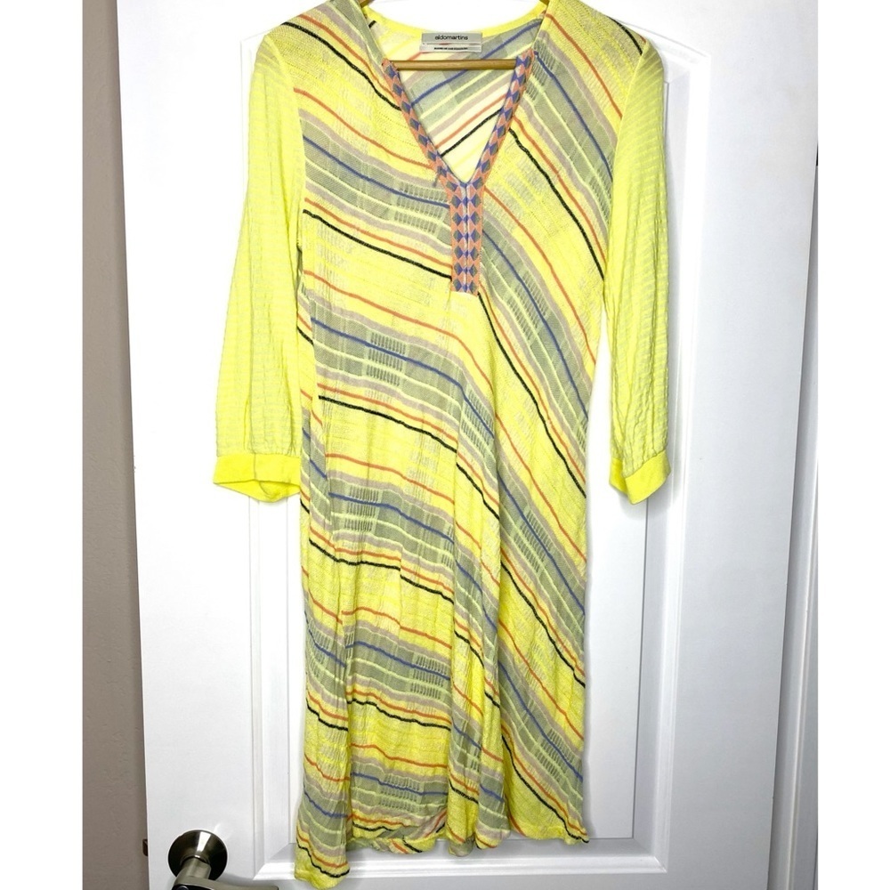 Anthro Aldomartins Yellow Multi Bamboo Dress size medium